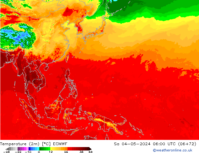 Temperatura (2m) ECMWF sáb 04.05.2024 06 UTC