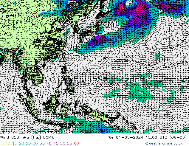 Wind 850 hPa ECMWF wo 01.05.2024 12 UTC