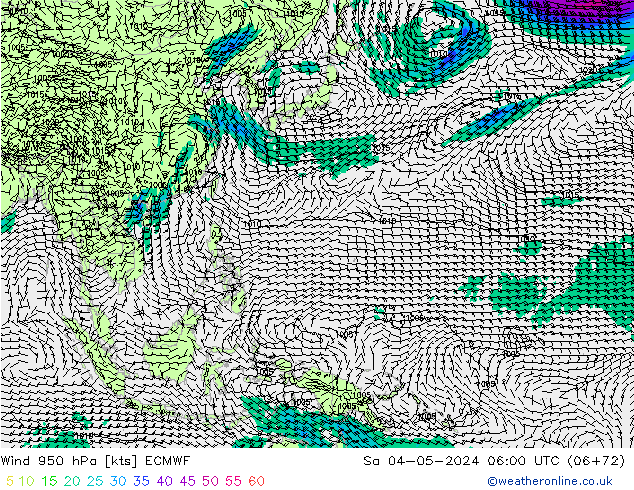 Viento 950 hPa ECMWF sáb 04.05.2024 06 UTC