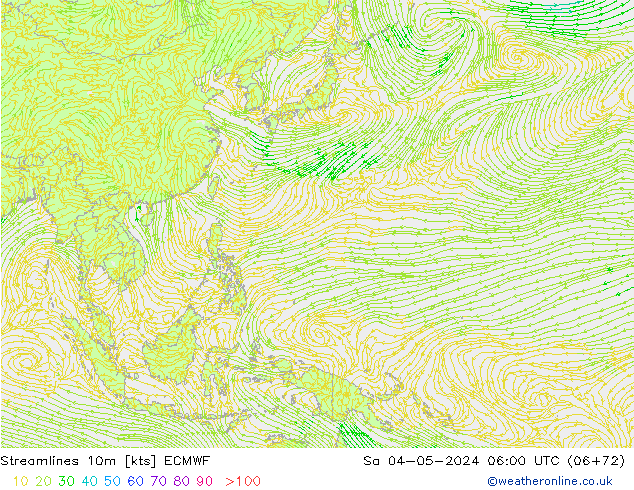 Línea de corriente 10m ECMWF sáb 04.05.2024 06 UTC