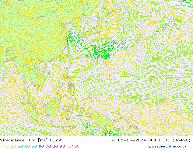 Stromlinien 10m ECMWF So 05.05.2024 00 UTC