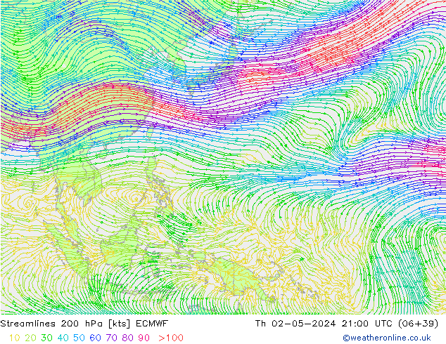 Streamlines 200 hPa ECMWF Th 02.05.2024 21 UTC