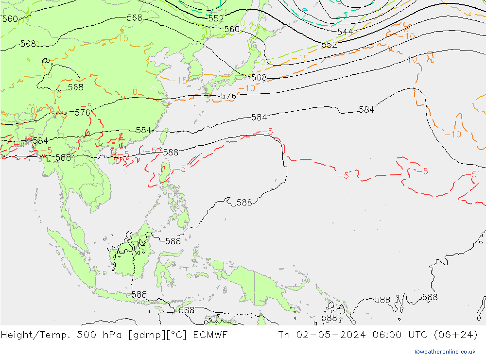 Yükseklik/Sıc. 500 hPa ECMWF Per 02.05.2024 06 UTC