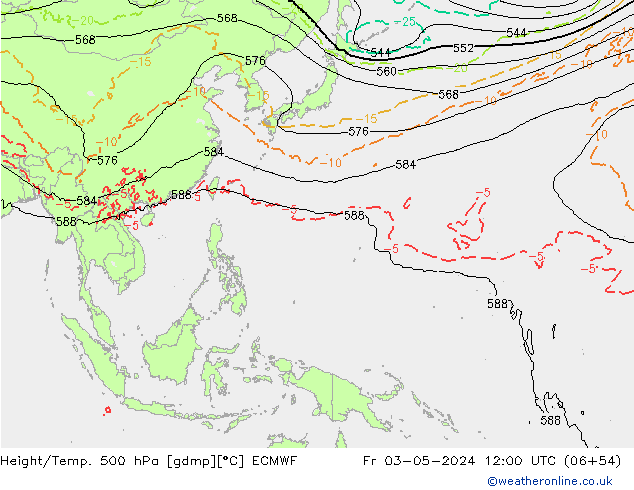 Z500/Rain (+SLP)/Z850 ECMWF Fr 03.05.2024 12 UTC