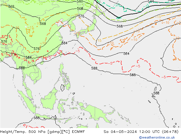 Z500/Rain (+SLP)/Z850 ECMWF Sa 04.05.2024 12 UTC