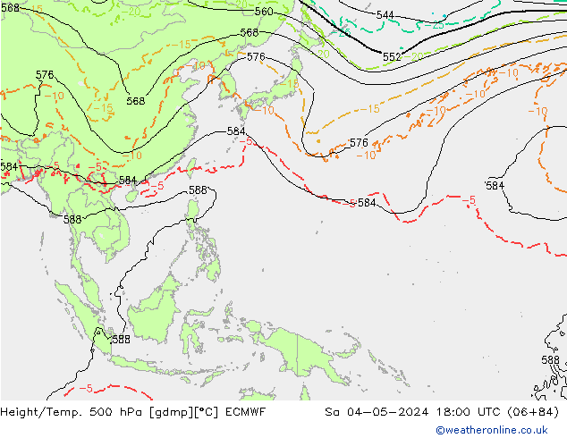 Z500/Rain (+SLP)/Z850 ECMWF Sa 04.05.2024 18 UTC