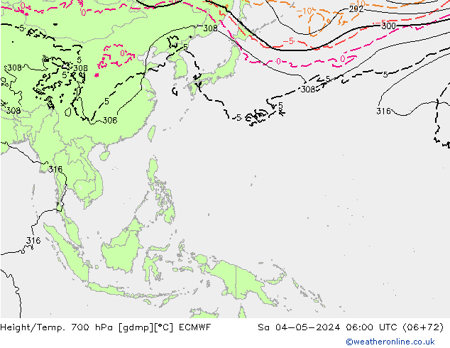 Height/Temp. 700 hPa ECMWF  04.05.2024 06 UTC