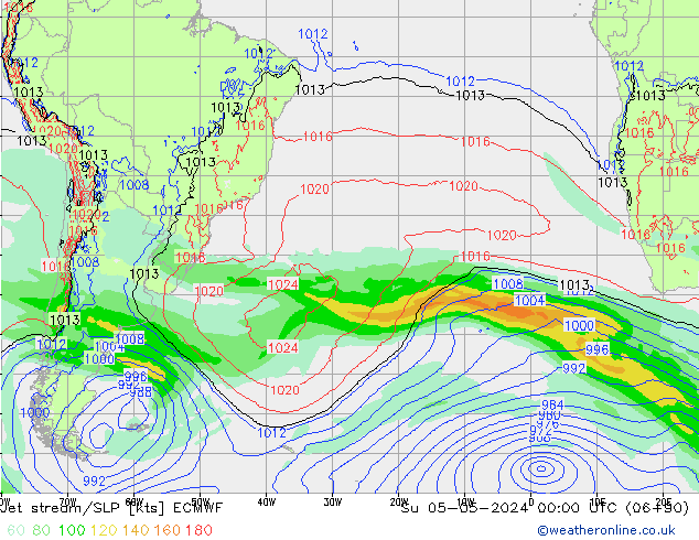 Corrente a getto ECMWF dom 05.05.2024 00 UTC