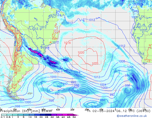 Z500/Rain (+SLP)/Z850 ECMWF чт 02.05.2024 12 UTC