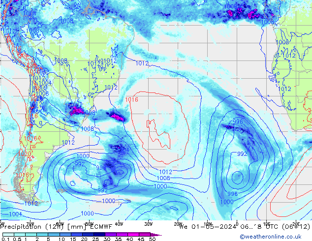 Precipitation (12h) ECMWF St 01.05.2024 18 UTC