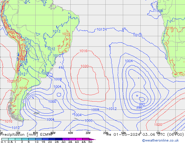 Srážky ECMWF St 01.05.2024 06 UTC