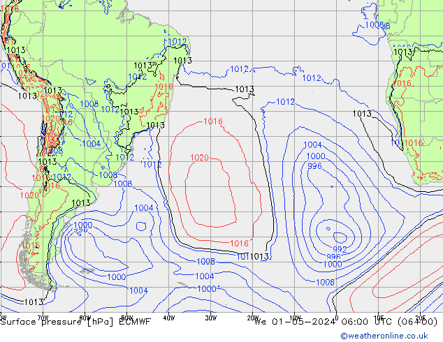 Atmosférický tlak ECMWF St 01.05.2024 06 UTC