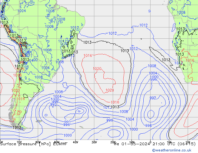 Surface pressure ECMWF We 01.05.2024 21 UTC