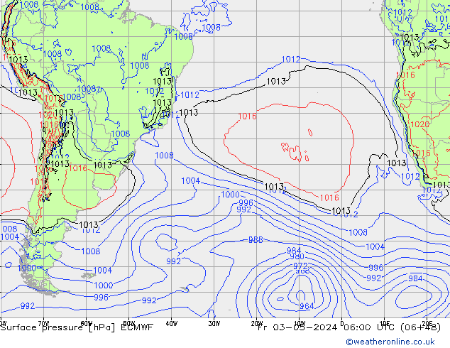 pressão do solo ECMWF Sex 03.05.2024 06 UTC