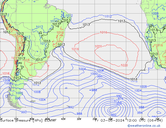 Pressione al suolo ECMWF ven 03.05.2024 12 UTC