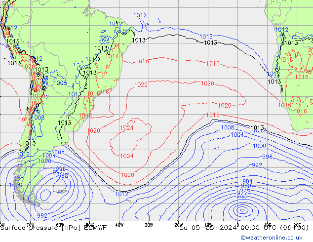 Surface pressure ECMWF Su 05.05.2024 00 UTC