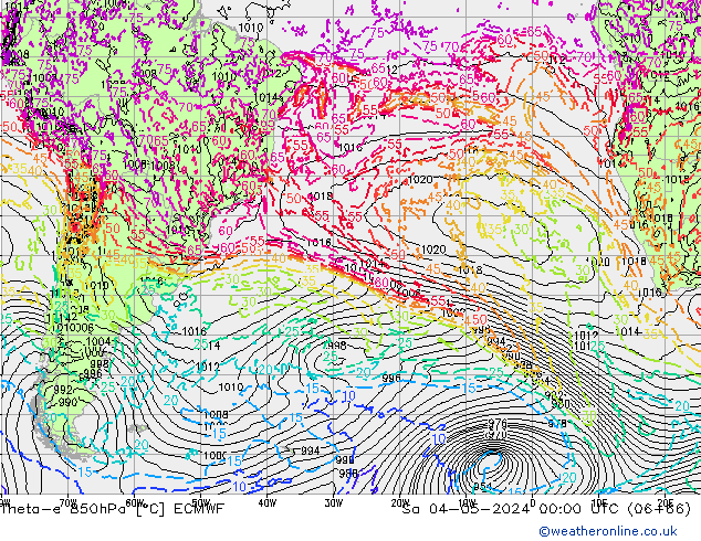 Theta-e 850hPa ECMWF Sa 04.05.2024 00 UTC