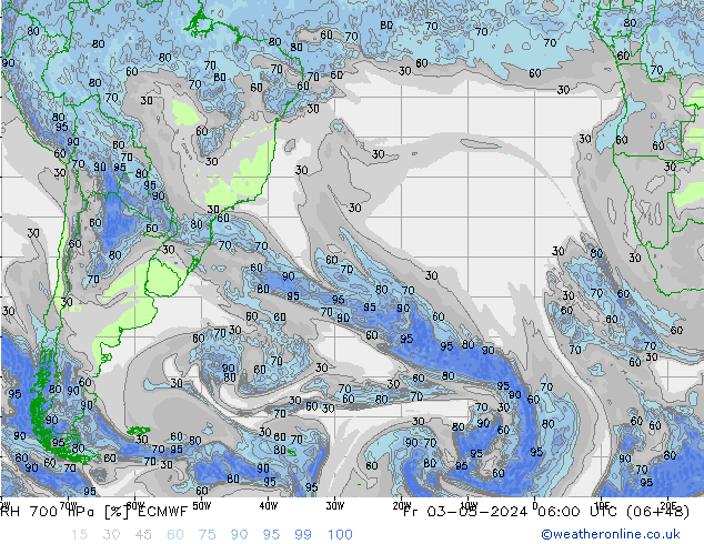 RH 700 hPa ECMWF pt. 03.05.2024 06 UTC