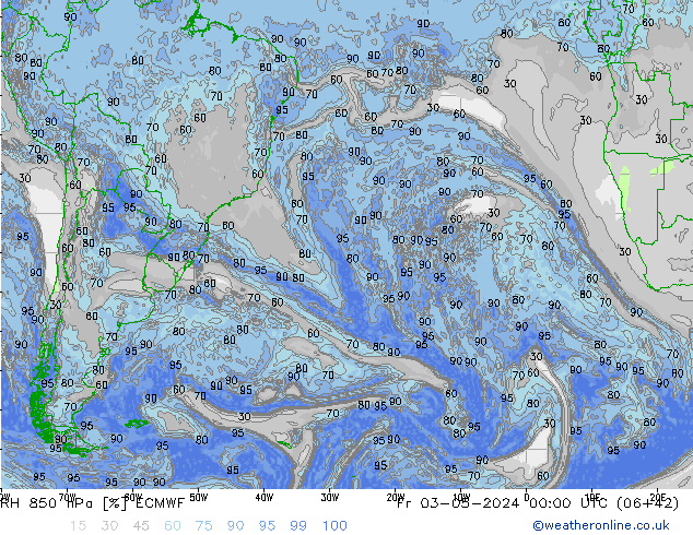 RH 850 hPa ECMWF Fr 03.05.2024 00 UTC