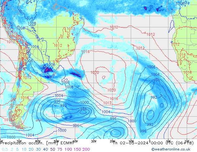 Precipitation accum. ECMWF Qui 02.05.2024 00 UTC