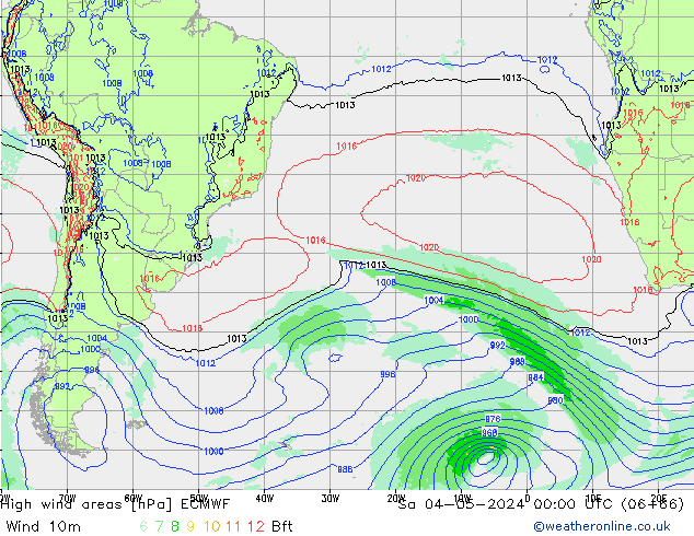 High wind areas ECMWF sab 04.05.2024 00 UTC