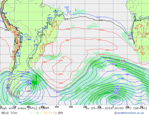 High wind areas ECMWF dom 05.05.2024 00 UTC