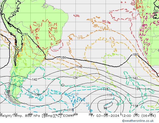 Z500/Rain (+SLP)/Z850 ECMWF Fr 03.05.2024 12 UTC