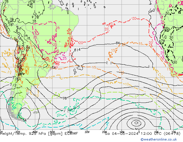 Height/Temp. 925 hPa ECMWF Sa 04.05.2024 12 UTC