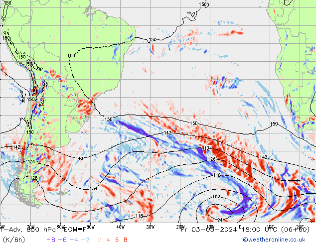 T-Adv. 850 hPa ECMWF Cu 03.05.2024 18 UTC