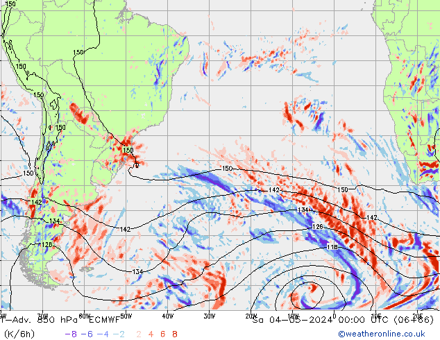 T-Adv. 850 hPa ECMWF sam 04.05.2024 00 UTC