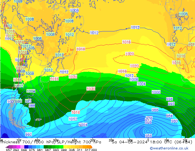 700-1000 hPa Kalınlığı ECMWF Cts 04.05.2024 18 UTC