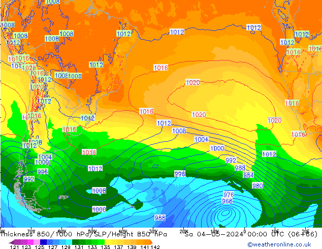 Thck 850-1000 hPa ECMWF Sáb 04.05.2024 00 UTC