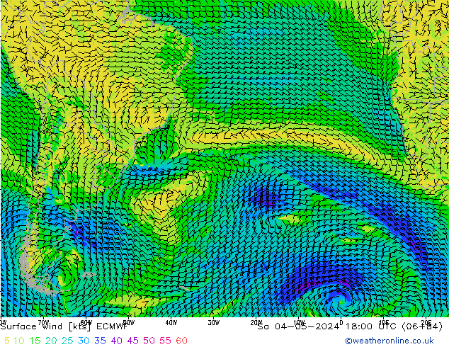 Wind 10 m ECMWF za 04.05.2024 18 UTC