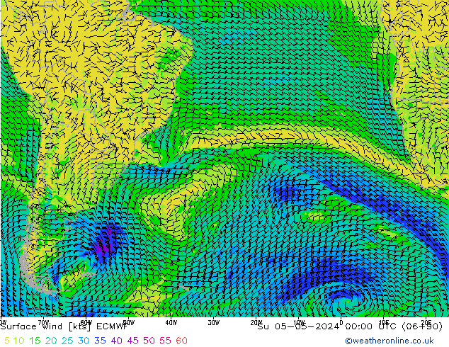 Vento 10 m ECMWF dom 05.05.2024 00 UTC