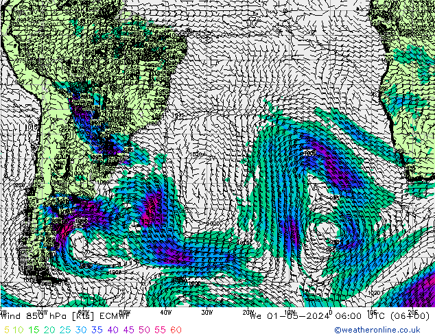 Wind 850 hPa ECMWF St 01.05.2024 06 UTC