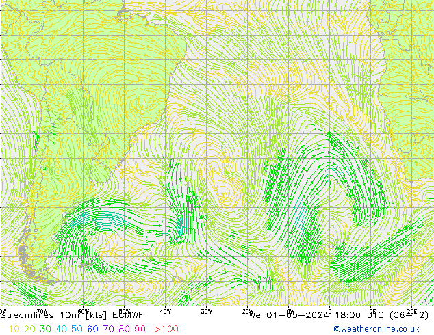 Streamlines 10m ECMWF We 01.05.2024 18 UTC