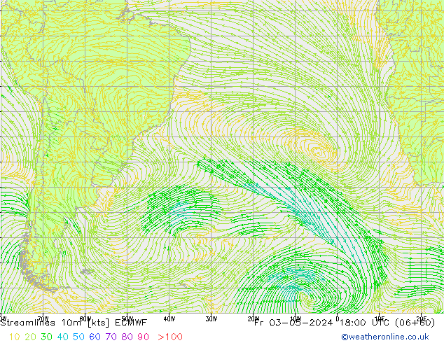 Línea de corriente 10m ECMWF vie 03.05.2024 18 UTC