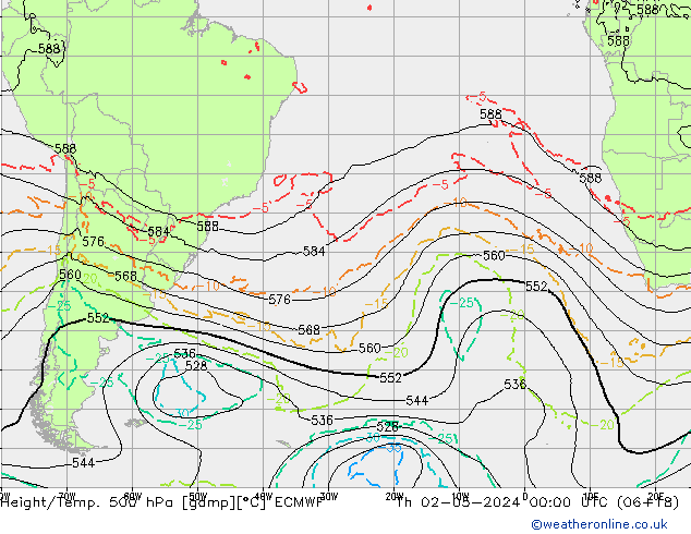 Z500/Rain (+SLP)/Z850 ECMWF Th 02.05.2024 00 UTC