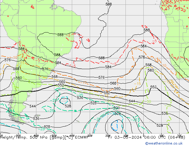 Yükseklik/Sıc. 500 hPa ECMWF Cu 03.05.2024 06 UTC