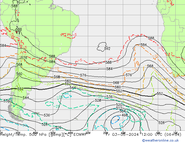 Z500/Rain (+SLP)/Z850 ECMWF Fr 03.05.2024 12 UTC