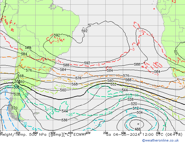 Z500/Rain (+SLP)/Z850 ECMWF sab 04.05.2024 12 UTC