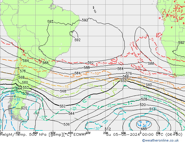 Z500/Rain (+SLP)/Z850 ECMWF Dom 05.05.2024 00 UTC