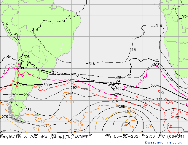 Géop./Temp. 700 hPa ECMWF ven 03.05.2024 12 UTC