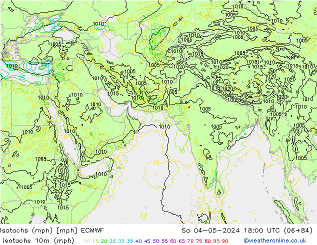 Isotachs (mph) ECMWF Sa 04.05.2024 18 UTC