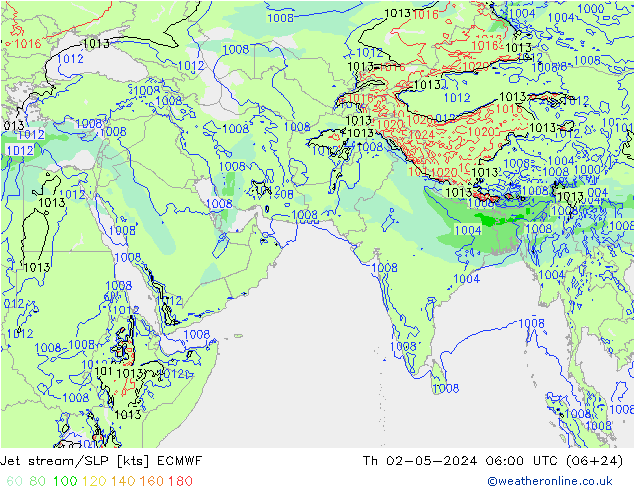 джет/приземное давление ECMWF чт 02.05.2024 06 UTC