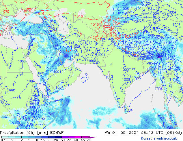 Z500/Rain (+SLP)/Z850 ECMWF mer 01.05.2024 12 UTC