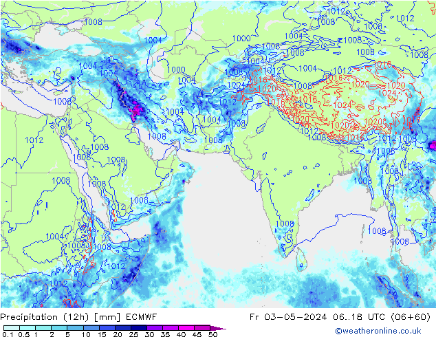 Précipitation (12h) ECMWF ven 03.05.2024 18 UTC