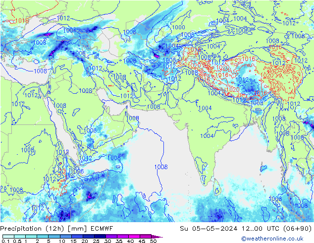 Precipitation (12h) ECMWF Su 05.05.2024 00 UTC