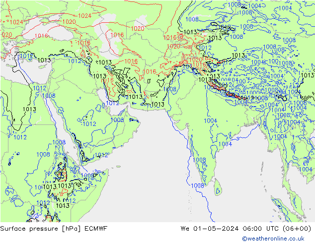 Yer basıncı ECMWF Çar 01.05.2024 06 UTC