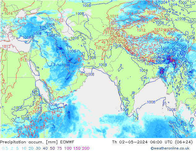 Precipitation accum. ECMWF чт 02.05.2024 06 UTC